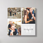 Monogramm-Collage-Canvas für benutzerdefinierte Pr Leinwanddruck<br><div class="desc">Schöne Wandkunst aus personalisierter Leinwand mit 3 eigenen Fotos in quadratischer Raster-Foto-Collage mit Familienname und Monogramm in der unteren Ecke. Fügen Sie Ihre Lieblingsfamilien-Fotos hinzu und erstellen Sie einen wunderschönen Kunstdruck für die Leinwand. Klicken Sie auf Anpassen, um Fotos zu verschieben, die Hintergrundfarbe zu ändern und Schriftart und Farben für...</div>