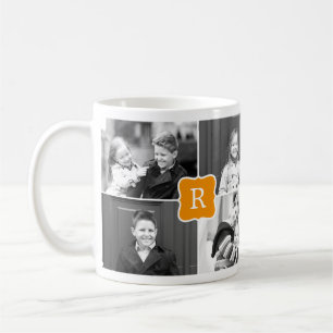 Monogramm Collage Custom Foto Tasse - Orange