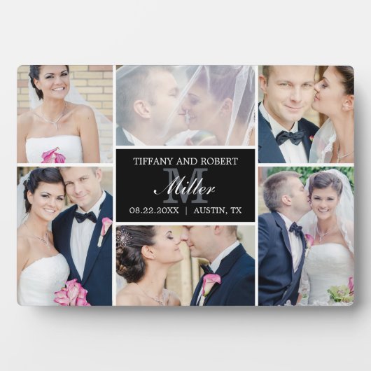 Monogramm Collage EDITABLE COLOR Plaque mit Easel Fotoplatte (Vorderseite)