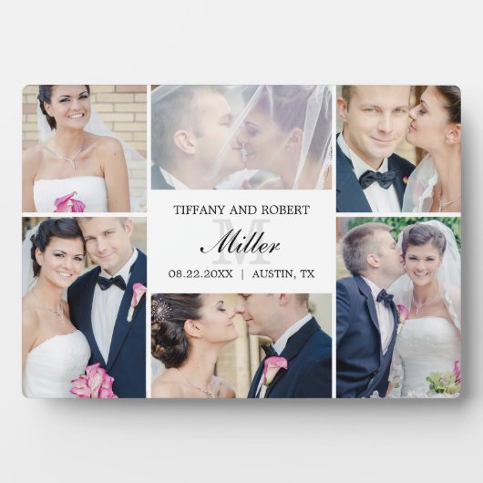 Monogramm Collage EDITABLE COLOR Plaque mit Easel Fotoplatte (Vorderseite)