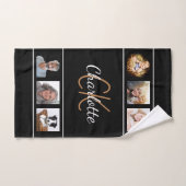 Monogramm-Collage-Skript für Schwarzes Foto Badhandtuch Set (Handtuch)