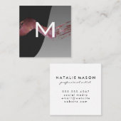 Monogramm | Color Block Artistic Brush Quadratische Visitenkarte (Vorne/Hinten)