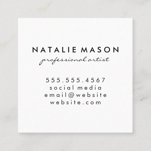 Monogramm | Color Block Artistic Brush Quadratische Visitenkarte (Rückseite)