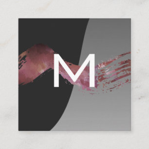 Monogramm   Color Block Artistic Brush Quadratische Visitenkarte