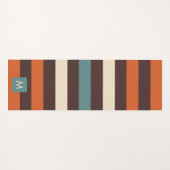 Monogramm Coole Farbige Retro-Streifen Yogamatte (Vorderseite (Horizontal))