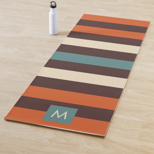 Monogramm Coole Farbige Retro-Streifen Yogamatte (Beispiel)