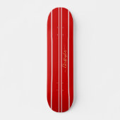 Monogramm Coole rote und weiße Streifen Skateboard (Vorne)