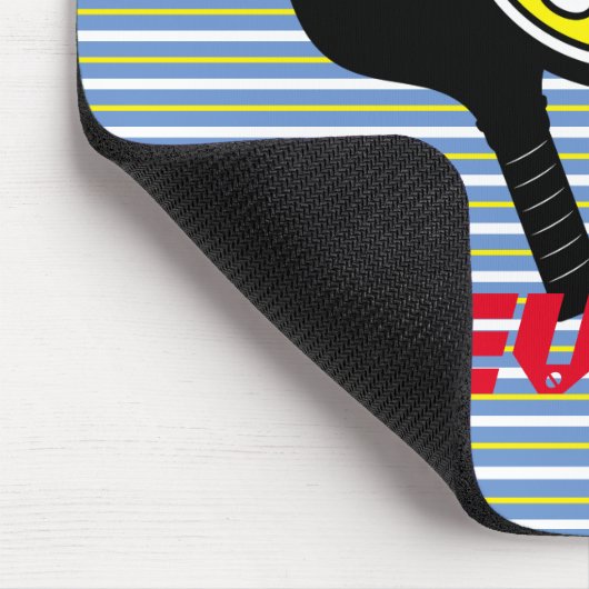 Monogramm coole Streifen Pickleball-Player gelb Mousepad (Ecke)