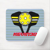 Monogramm coole Streifen Pickleball-Player gelb Mousepad (Mit Mouse)