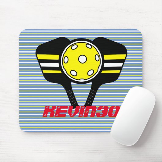 Monogramm coole Streifen Pickleball-Player gelb Mousepad (Mit Mouse)