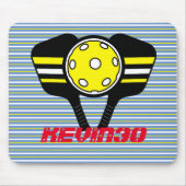 Monogramm coole Streifen Pickleball-Player gelb Mousepad (Vorne)