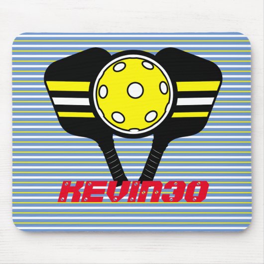 Monogramm coole Streifen Pickleball-Player gelb Mousepad (Vorne)