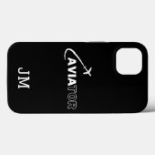 Monogramm, cooler Aviator-Flugzeug Flug, Minimalis Case-Mate iPhone Hülle (Rückseite (Horizontal))