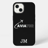 Monogramm, cooler Aviator-Flugzeug Flug, Minimalis iPhone Hülle (Rückseite)