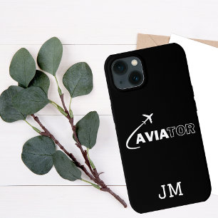 Monogramm, cooler Aviator-Flugzeug Flug, Minimalis iPhone 13 Hülle