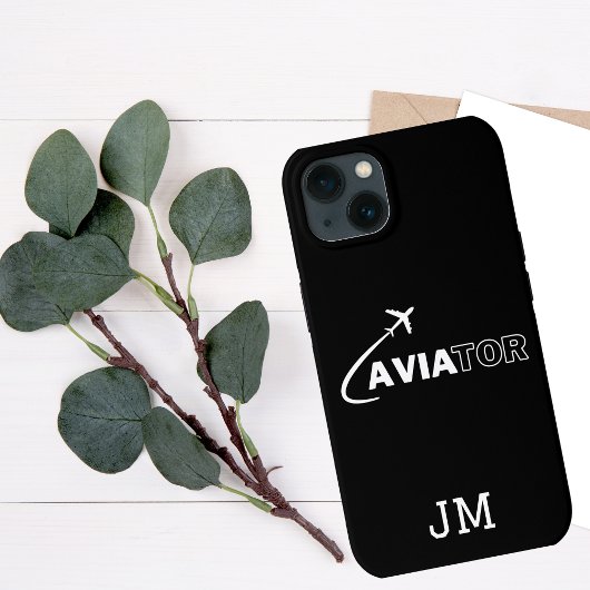 Monogramm, cooler Aviator-Flugzeug Flug, Minimalis iPhone Hülle