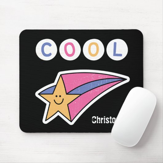 Monogramm cooler Cartoon Black Star Kids Mousepad (Mit Mouse)