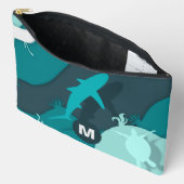 Monogramm cooler Hai und Schildkröte Abstrakter Ar Zubehörtasche (Offen)