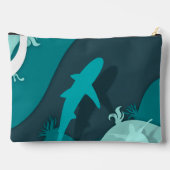 Monogramm cooler Hai und Schildkröte Abstrakter Ar Zubehörtasche (Rückseite)