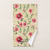 Monogramm cooler transparenter Text Retro-Scrapboo Badhandtuch Set (Handtuch)