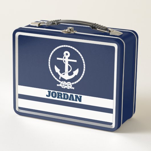 Monogramm Cooles nautisches Anker Metall Brotdose (Vorderseite)