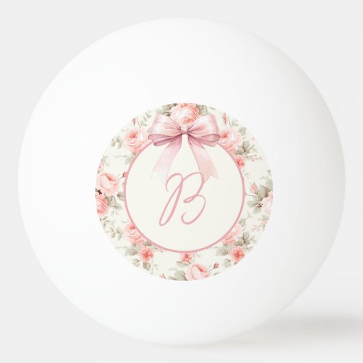 Monogramm Coquette Rosa Bogen Tischtennisball (Vorderseite)