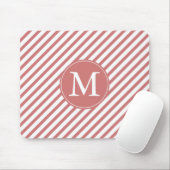 Monogramm Coral und White Stripes Mousepad (Mit Mouse)