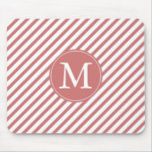 Monogramm Coral und White Stripes Mousepad (Vorne)