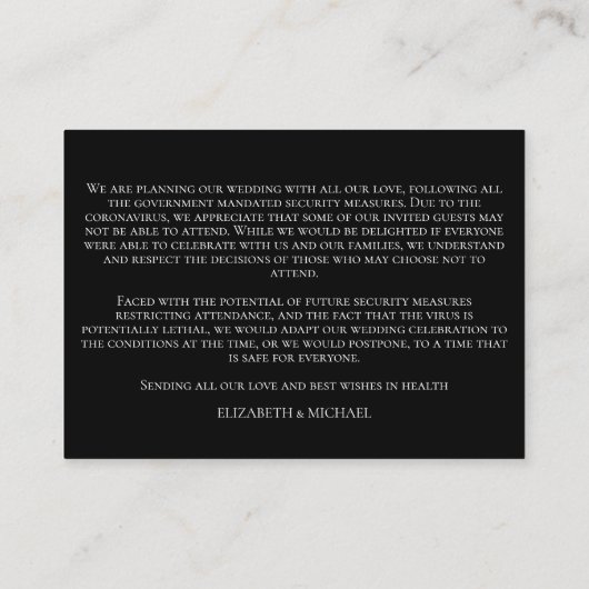 Monogramm Coronavirus Wappen Begleitkarte (Rückseite)