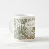 Monogramm Cottagecore Frosch Garten Kaffeetasse (Vorderseite Links)