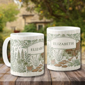 Monogramm Cottagecore Frosch Garten Kaffeetasse