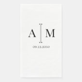 Monogramm Couple Date Einfache Minimale Hochzeit Serviette (Vorderseite)