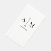 Monogramm Couple Date Einfache Minimale Hochzeit Serviette (Ecke)