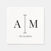 Monogramm Couple Date Einfache Minimale Hochzeit Serviette (Vorderseite)