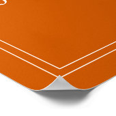 Monogramm Couple Name Einfach Orange und Weiß bren Poster (Ecke)