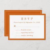 Monogramm Couple Name Einfach Orange und Weiß bren RSVP Karte (Vorne/Hinten)