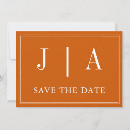 Monogramm Couple Name Einfach Orange und Weiß bren Save The Date
