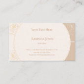 Monogramm Cream Tan der eleganten Gold Kontur Rose Visitenkarte (Vorderseite)