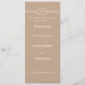 Monogramm-Cream-Taupe-Hochzeitsprogramm Christlich Programm (Vorderseite)