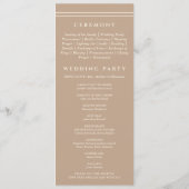 Monogramm-Cream-Taupe-Hochzeitsprogramm Christlich Programm (Rückseite)