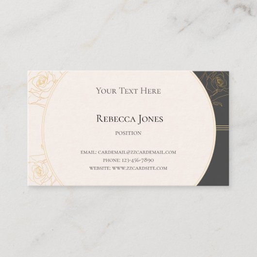 Monogramm-Creme der eleganten Gold-Kontur-Rose Dun Visitenkarte (Vorderseite)