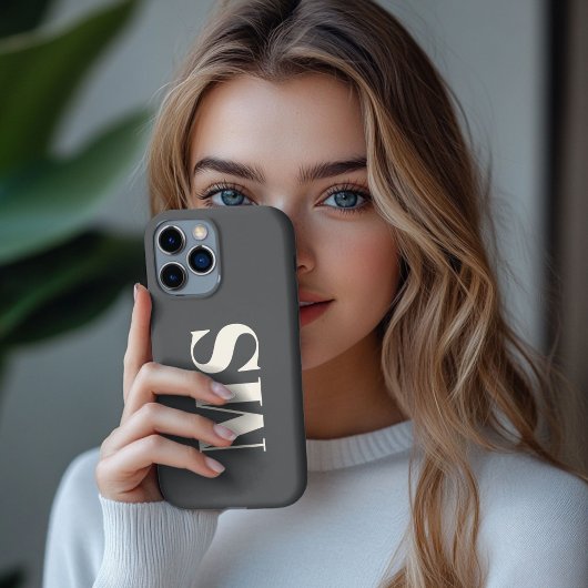 Monogramm Creme und Grau iPhone Hülle