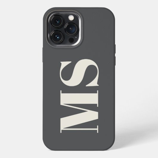 Monogramm Creme und Grau iPhone Hülle (Rückseite)