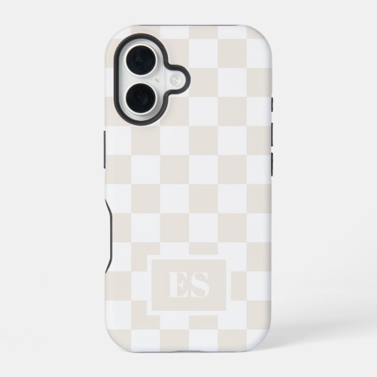 Monogramm Creme und Weißes Prüfmuster iPhone 16 Hülle (Rückseite)