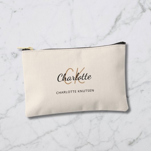 Monogramm-Cremnamenstempel modern Zubehörtasche