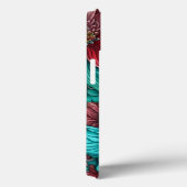 Monogramm, Cyan Blue, Red, whimsistische Blume Case-Mate iPhone Hülle (Rückseite / Rechts)