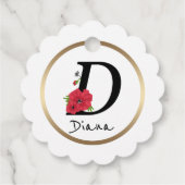 Monogramm D, Buchstabe D, Blume, Monogramm Geschenkanhänger (Rückseite)