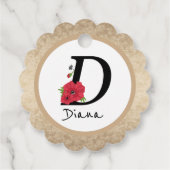 Monogramm D, Buchstabe D, Blume, Monogramm Geschenkanhänger (Rückseite)