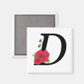 Monogramm D, Buchstabe D, Blume, Monogramm, Monogr Magnet (Vorderseite/Rückseite)