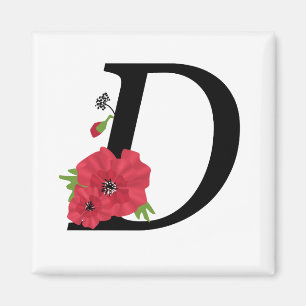 Monogramm D, Buchstabe D, Blume, Monogramm, Monogr Magnet